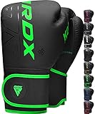 RDX Kinder Boxhandschuhe für Muay Thai Kickboxen Sparring, Maya Hide Leder Kara Junior Boxing Gloves, Sandsack Boxsack Punchinghandschuhe, Kickboxhandschuhe MMA Kampfsport Training Schwarz 6oz