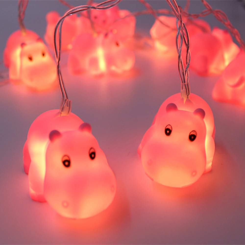 NIWWIN10LED 1.8M Children's Bedroom Cute Animal Hippo Night Lights for Holiday Lights Wall Window Tree Decorative Party Yard& Garden Kids Living-Room Dorm Decor