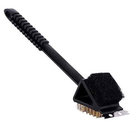 GEZICHTA Barbecue Grill Brush and Scraper ?Grill Brush and Scraper Best BBQ Brush for Grill, Stainless Steel Scraper Wire 3 in 1 Bristles Grill Cleaning Brush
