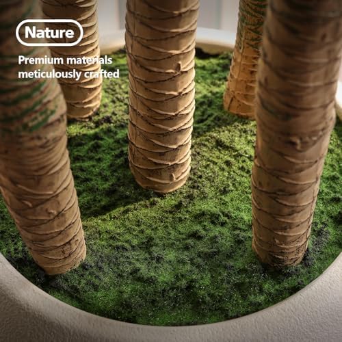 Close-up of artificial Dracaena leaves with UV-resistant material.