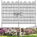 10 Panels Tall Garden Animal Barrier Fence with Gate, 42 in(H) X 24.5 ft(L) No Dig Decorative Garden Fence Outdoor for Yard, Heavy Duty Rustproof Metal Edging Border for Dog, Rabbits