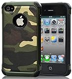 FDTCYDS iPhone 4 Case,Armor Hybrid Rugged Camouflage Case for Apple iPhone 4 / 4S - Camo Green