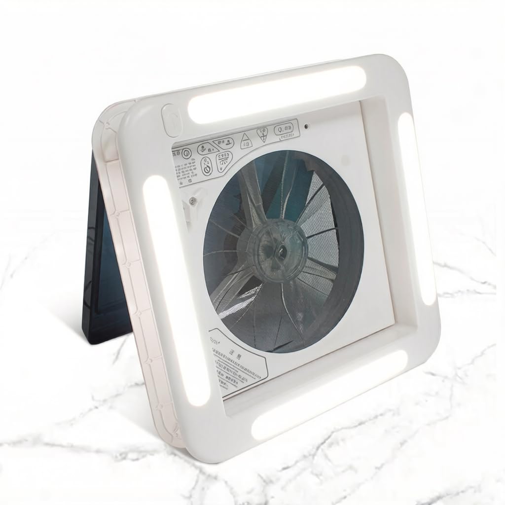 HEYOUTH Ventilador de techo reversible 12V para autocaravanas​ – Ventilador para RV silencioso para ventilación continua, ideal para claraboyas de caravanas, furgonetas camper y remolques (42x42cm)