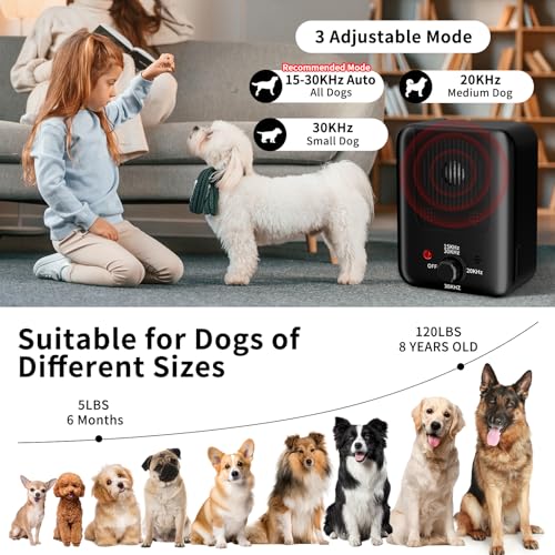 Anti Bell Gerät Hunde, 3 Modi Antibell Ultraschall Gerät, 33 Fuß Stopp Hundebell Gerät, IPX4 Wasserdichtes Anti-Bell-Mittel für Hunde das Training Großer Kleiner Hunde im Freien Innenbereich Antibell