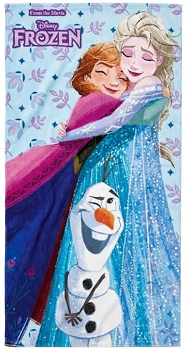 Serviette de Plage Enfant Fille pour La Reine des Neiges Fan Elsa Anna et Olaf 70x140 cm - Drap de...