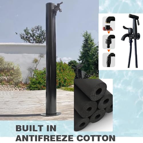 Columna de agua de jardín con pistola pulverizadora, dispensador vertical de acero inoxidable para riego y lavado