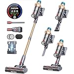Cordless Vacuum Cleaner, 550W 45KPA 60 Mins Runtime Self-Standing Vacuum Cleaners for Home, Stick Vacuum with Charging Dock Station Removable Battery, Handheld Vacuum for Pet Hair/Carpet/Floor