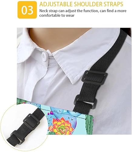 Miniatura 5 de GIFTPUZZ Delantal de chef para mujer con lazo largo y bolsillo frontal con correas