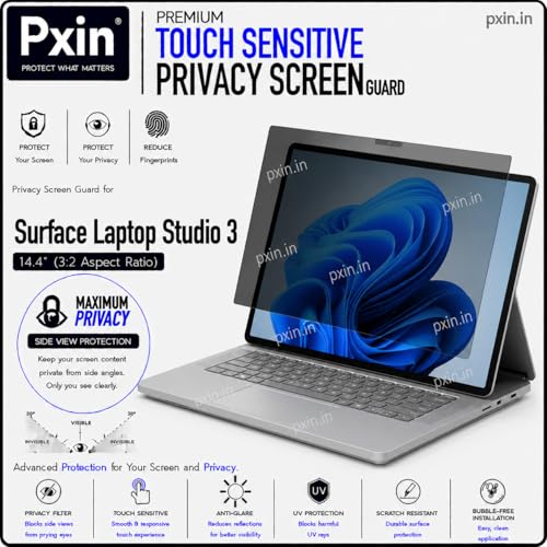 Image of Pxin Aura | Compatible with Microsoft Surface Laptop Studio | Ultra Touch Sensitive Privacy Screen | Anti Blue | Anti Glare | UltraThin for Hyper Touch | Anti UV | Privacy Filter