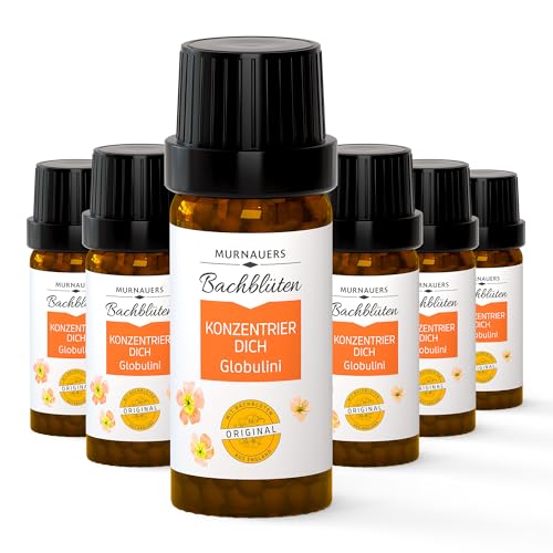 Murnauers Bachblüten Konzentrier Dich Globulini 6 x 10 g | Achtsamkeit und Inspiration| Mit Original Bachblüten nach Edward Bach aus England|Hergestellt in Deuschland