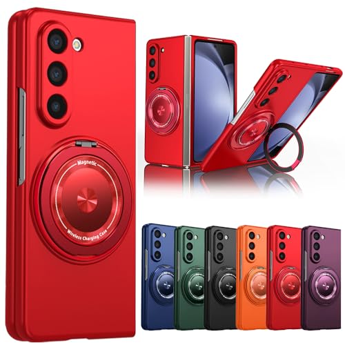 Carambola �X�}�z�P�[�X Galaxy Z Fold5 5G �Ή��P�[�X MagSafe�Ή� ���@�\360°��]�X�^���h zfold5 �P�[�X ���C�����X�[�d�Ή� �܂肽���ݎ� ������� �Ռ��z�� �w��h�~ (���b�h, Galaxy Z Fold5