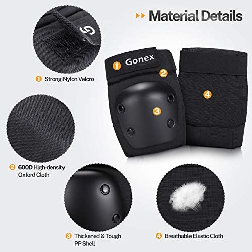 Gonex Skateboard Elbow Pads Knee Pads with Wrist Guards, Skate Pads for Kids Youth Adult 3 in 1 Protective Gear Set for Skateboarding Skating Cycling Biking Bicycle Scooter 3 515iVUtWIFL. AC