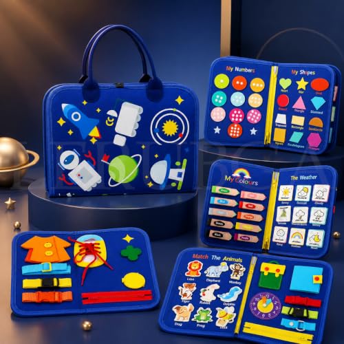 Image of 12 in 1 Toddler Busy Binder Learning Educational Board for Kids Sensory Board Preschool Education Learning Fine Motor Skills Montessori Busy Board Educational Busy Book for Learning