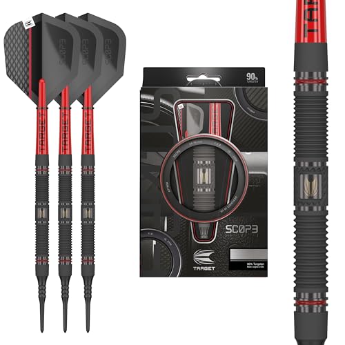 Target Darts Scope Soft Tip Darts, 90% Tungsten Dart Set, Barrel 10-18G | Red & Black Darts, Darts Set with Pixel Tips, Electronic Darts, Soft Tip Darts