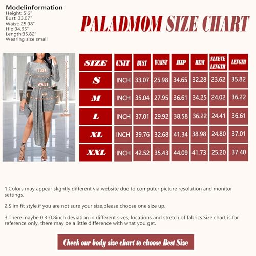 Image of Women's Casual Round Neck Long Sleeve Night Club Party Sexy Sparkly Bodycon Wrap Mini Dress