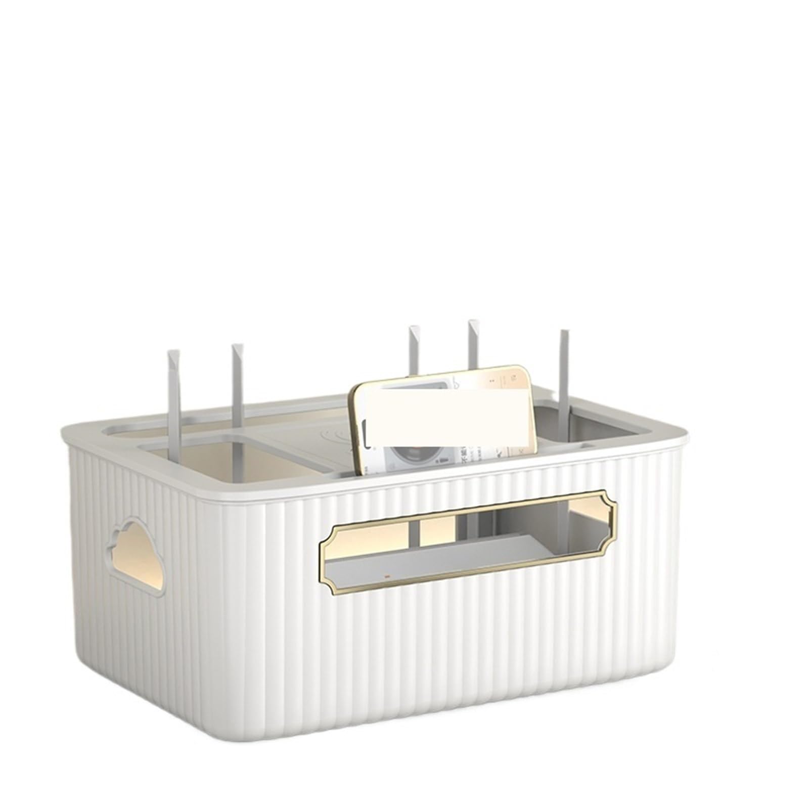 Sqqcreato Single Layer White Wifi Router Storage Box Wifi Router Storage Box Hider Plug Board Cable Wire Organizer Case Socket Desktop Data Line Shelf(Single Layer White)