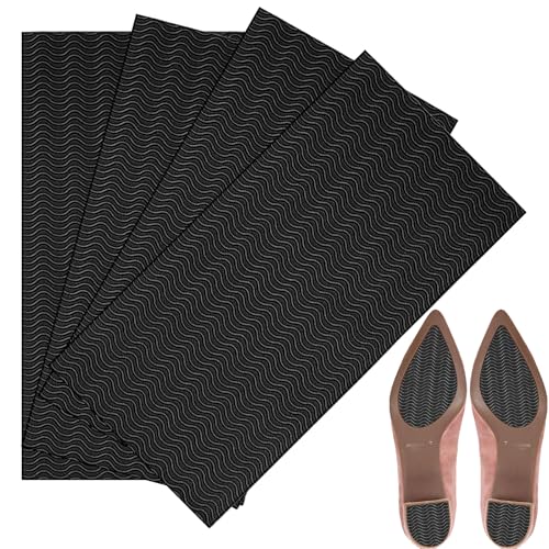 4 piezas Suelas antideslizantes para zapatos, Plantilla de Goma autoadhesiva y antideslizante, Suela Antideslizante para Suelas de Todos los Tamaños se Puede Cortar Como se Desee (Negro, L)