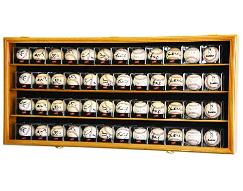SFDISPLAY.COM, LLC 48 Baseball Cube Display Case Cabinet Wall Rack w/98% UV Protection (Oak Finish)