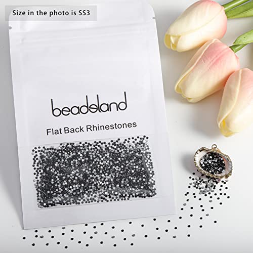Image of Beadsland Flat Back Crystal Rhinestones, Jet Black, SS3, 2880pcs | Flatback Glass Gems, 1.2-1.4mm, for Nail Art Craft, Glue Fix