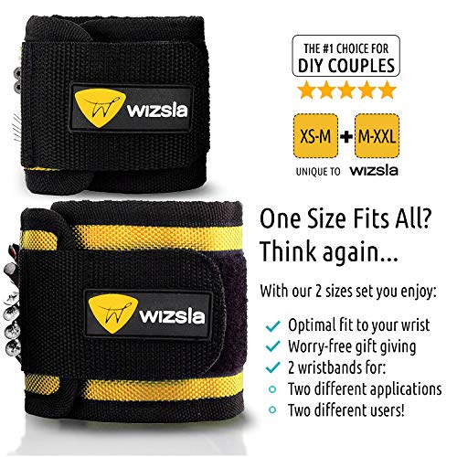 image for Wizsla Set of 2 Magnetic Wristbands for Holding Screws, Nails, Drill B