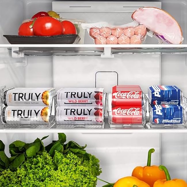 Simple Houseware Assorted Can Organizer for Refrigerator/Pantry, Set of 4, Clear