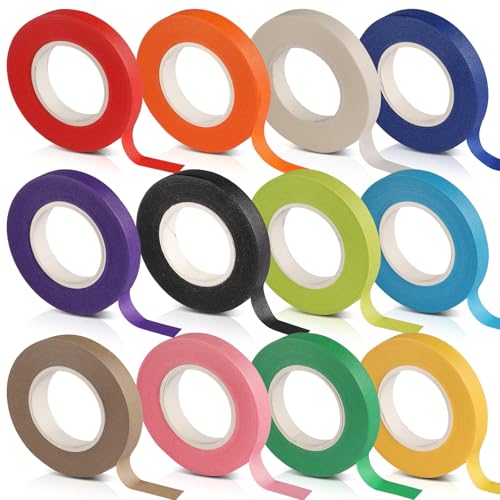 12 Roll Washi Tape, 10mm in Multiple Colors for Art Painting, DIY Scrapbooking, Walls, and Craft Decoration