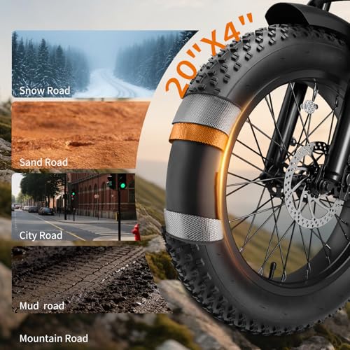 Electric Bike for Adults Teens,3000W/2000W Peak,20″/16″ Fat Tire Off Road Dirt Ebike,80/55 Miles LongRanger,32/28 MPH E Bike Bicycles, Fat Tire All Terrain E-Bike,E Bike for Hunting,YR20 with Footrest