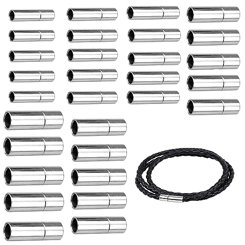 Leder Endkappen zur Schmuckherstellung 30 Stück Schnur Endkappen Lederband Verschluss Armband Verschlüsse Rohr Endverschluss für Leder Seil Halskette Armband Schnalle (2MM/2.5MM/3MM/4MM/5MM/6MM)