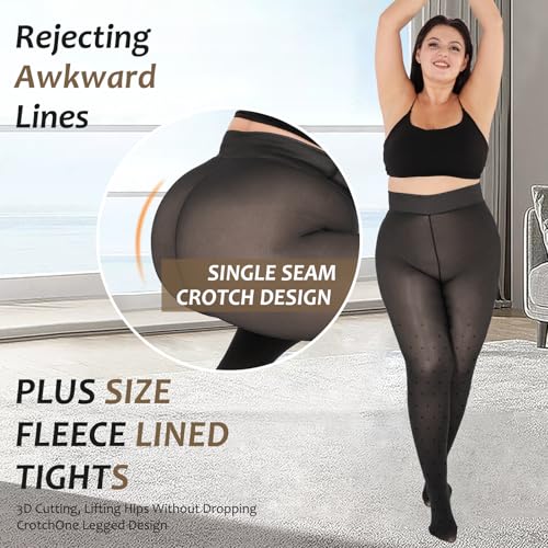 Image of UISLII Plus Size Fleece Lined Tights for Women