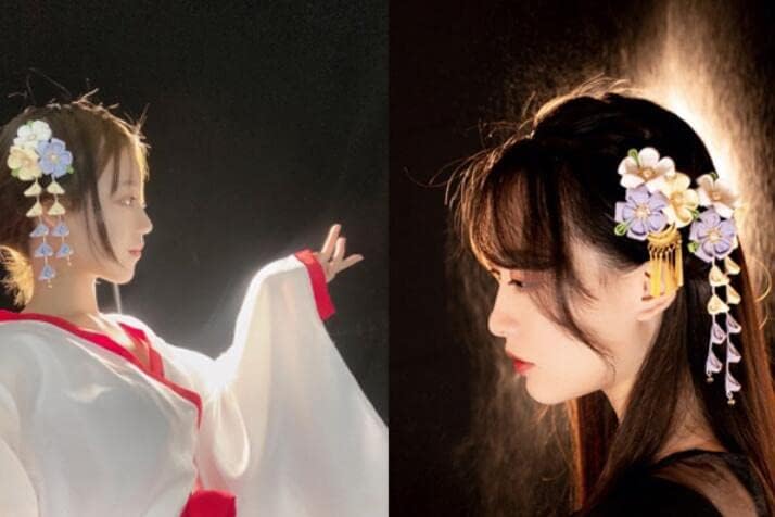 日本のつまみ ヘアピン 装飾 かんざし ヘアスティック ピック 着物用 はんふ アクセサリー ロング 日本のヘアスティック (ライト