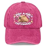 Just a Who Loves Capybaras Cute Bow Pastel Art Hats for Mens Fashion Pomegranate Red