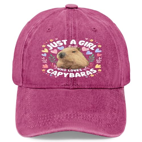Just a Who Loves Capybaras Cute Bow Pastel Art Hats for Mens Fashion Pomegranate Red