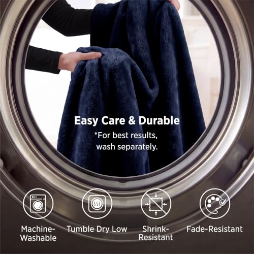 Bedsure Shed-Resistant Fleece King Blanket for Bed, Navy, 108x90 inches - image 6