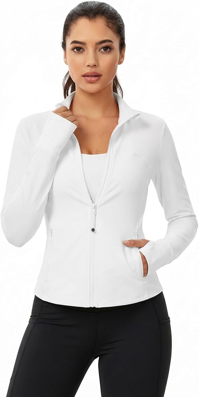 Auxo Workout Jackets for Woman UPF 50+ Zip Up Athletic Jacket Gym Yoga Tops with Pockets - Image 3