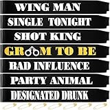 Daifunli 7 Pack Bachelor Party Sash Team Groom Groomsmen Groom to Be Sash for Men Bachelorette Bridal Shower Party Favors Accessories Wedding Supplies Decorations Gifts(Funny Style)