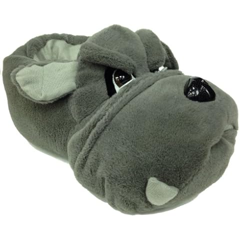 ShuCentre Novelty Grey Bulldog Dog Slippers - Size 9/10 UK - Grey Cover
