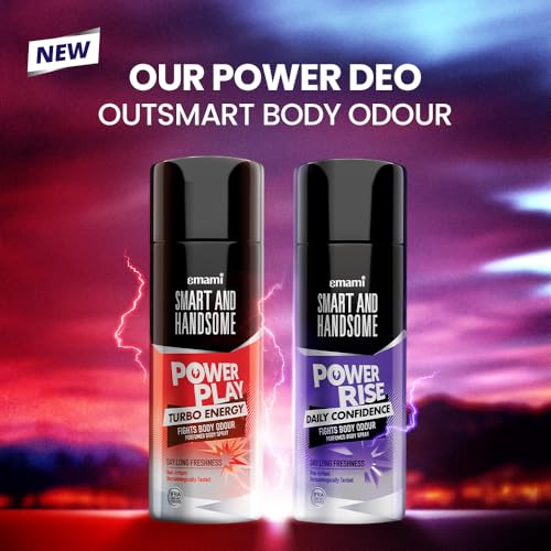 Image of Smart And Handsome Power Play Turbo Energy Perfumed Body Spray For Day Long Freshness,150ml, Dermatologically Tested, Non-Irritant Formula, Zesty Orange & Grounding Base of Patchouli with Black Pepper