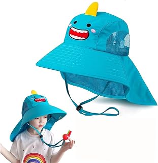 Cybersnc Wide Brim Sun Hat for Kids Girls with Neck Flap Shawl, Quick-Dry Fabric, UPF 50+ Adjustable Chin with Whistle, fo... Price In India