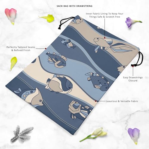 Image of ArtzFolio Fish Aquarium | Reusable Sack Bag | Bag for Gym, Storage, Vegetable & Travel