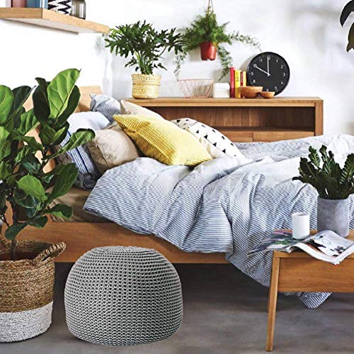 Pouf repose-pieds gris foncé 44x33 cm tricoté main lavable - 6