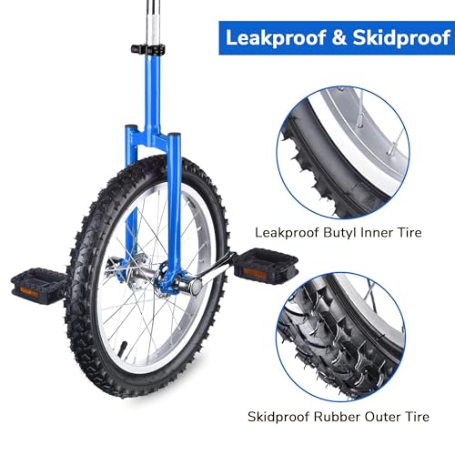 Image of AW 16 /18 /20 /24 Inch Wheel Outdoor Unicycle Adjustable Seat Exercise Bicycle | Fit Adults Kids Outdoor Sports Fitness Exercise, Various colors For Choice