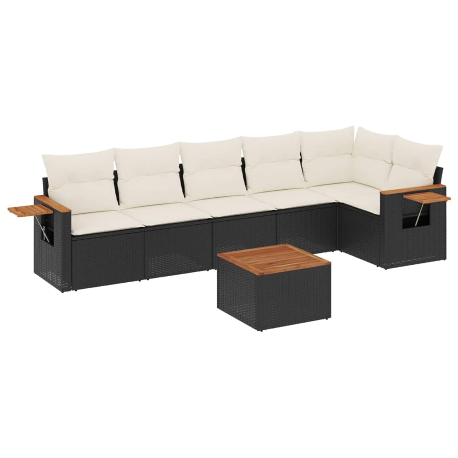 LAPOOH Set da pranzo da giardino 7 pezzi e cuscini in rattan sintetico nero, Set Tavolo e Sedie Giardino, Tavolo e Sedie Terrazza, Mobili da giardino Esterni, Set di mobili da giardino - 3259235