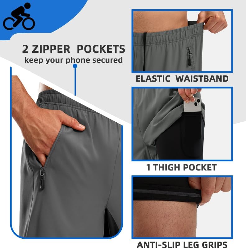 Bikewa Men's Mountain Bike Shorts 3D Padded Loose-fit Riding Biking Cycling Bicycle Biker Shorts for Men Zipper Pockets - Image 5
