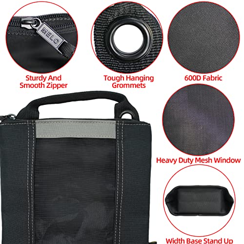 MELOTOUGH Fastener Bag Utility Canvas Zipper Tool Bag Heavy Duty Mesh Window, Hanging Grommets (Grey 2 pack) by MELOTOUGH - Used condition - Image 2