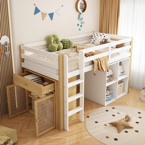 Dolamaní Kinder Hochbett 90x200 cm mit Treppe, Kinderbett Bett...