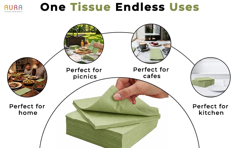 AURA Mint Green Paper Napkins - 50 Pulls -6