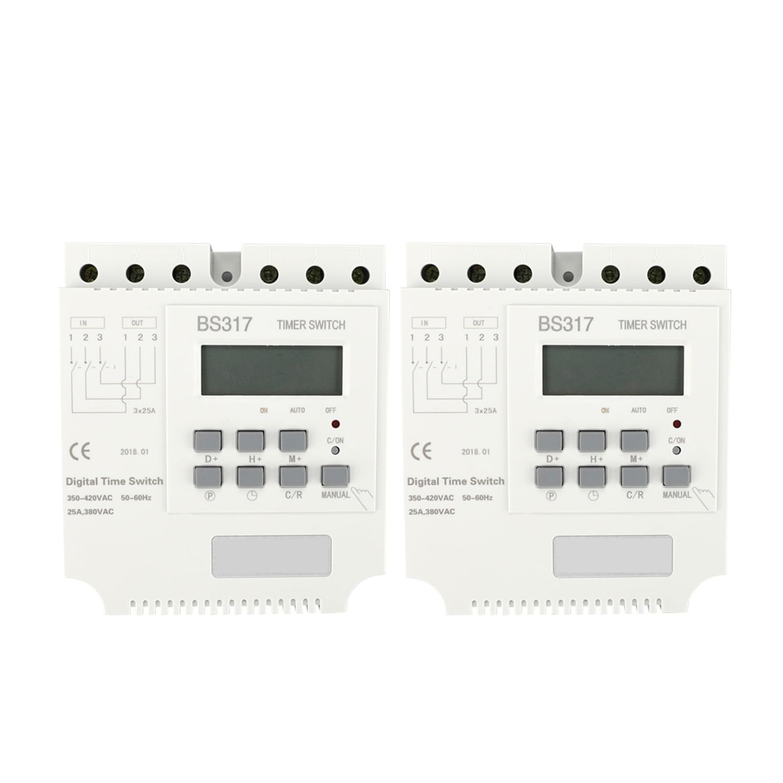 ZERVA Timer settimanale DIN trifase 380V 25A, Timer Digitale con 17 Tempi di attivazione/disattivazione Intervallo Impostato 1min-168H