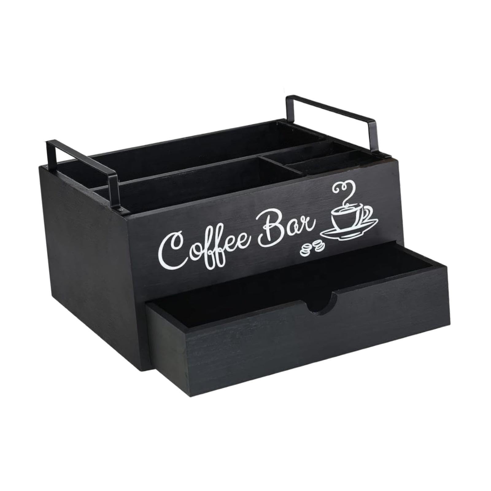 Organizador de Café Estación Organizador de Café de Madera Cesta Almacenaje Cápsulas Bandeja Dispensadora Bolsas Té Condimentos Adecuado para Cocina O, Style a, Individual