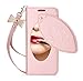 FYY Galaxy S8 Case ,[RFID Blocking wallet] [Makeup Case] Premium PU Leather Wallet Case with Cosmetic Mirror, Card Slots and Wrist Strap for Samsung Galaxy S8 Rose Gold