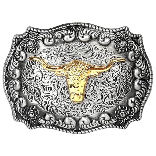 HUABOLA CALYN Long Horn Bull Western Belt Buckle